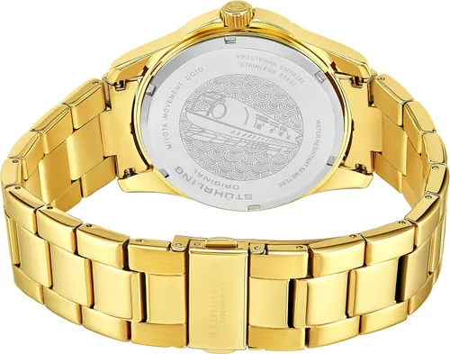 Vista 2 de Stuhrling Original Reloj de vestir delgado para hombre, caja y correa de acero inoxidable, reloj deportivo negro, esfera analógica con fecha, diseño