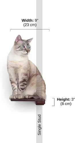 Vista 5 de Catastrophic Creations - Estante flotante de madera para gatos (bambú castaño) - Muebles de pared para gatos de interior - Estantes de madera