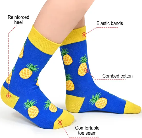 Vista 3 de Dsia Zamur Calcetines para niños y niñas, paquete de 4 a 6 unidades + caja de regalo, novedosos calcetines de pantorrilla coloridos para niños de 2