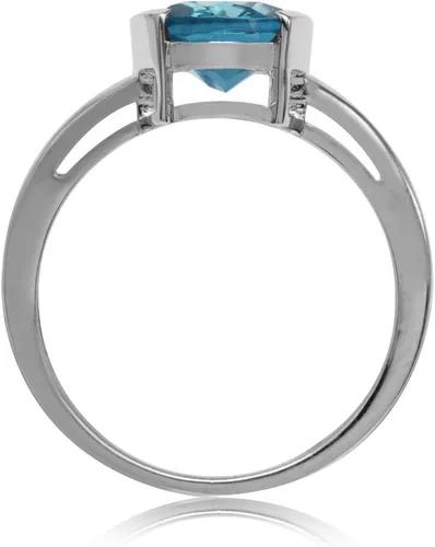 Vista 3 de Silvershake Anillo solitario de plata de ley 925 con forma ovalada genuina de 0.394 x 0.315 in para mujer