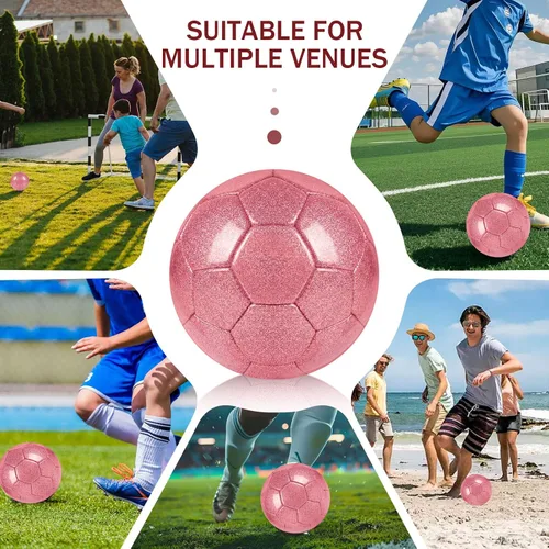 Vista 6 de 2 pelotas de fútbol con purpurina plateada con bomba y aguja, kit de pelota de fútbol para regreso a la escuela, regalos de cumpleaños, pelota