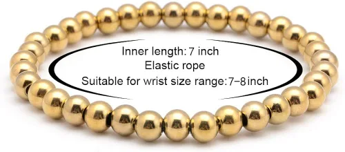 Vista 3 de Pulsera elástica de cuentas de acero inoxidable