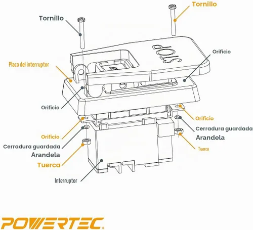 Vista 5 de Powertec 120V/230V Interruptor de paleta de voltaje dual con tornillos, 28 amperios, palanca de rodilla para herramientas eléctricas