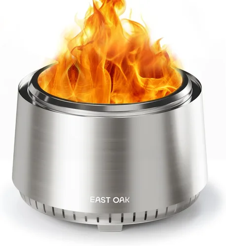 Vista 9 de East Oak Fuoco - Fogón de Mesa Sin Humo Bandeja de Cenizas 3 en 1 Fogón Portátil para Madera y Pellets Acero Inoxidable Quema 120% Más