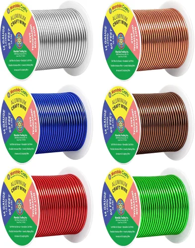 Vista 256 de Mandala Crafts - Alambre de aluminio anodizado de calibre 22 para hacer joyas - 137.2 m de alambre flexible surtido y coloreado - Doble para bonsái