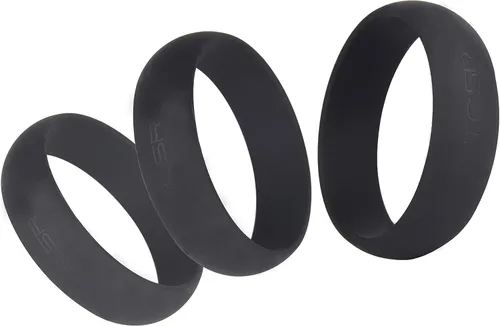 Vista 5 de Autofor Super elástico de silicona negro anillo para pene, transparente