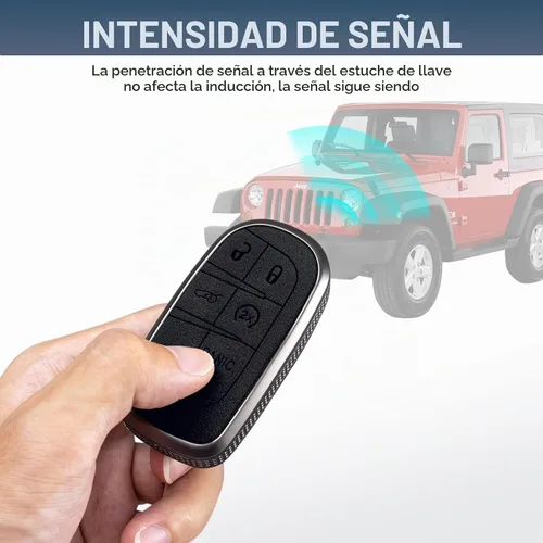 Vista 5 de YO&YOYE Funda para llavero Jeep, protección completa, compatible con llave inteligente Jeep de 3, 4, 5 botones, color negro