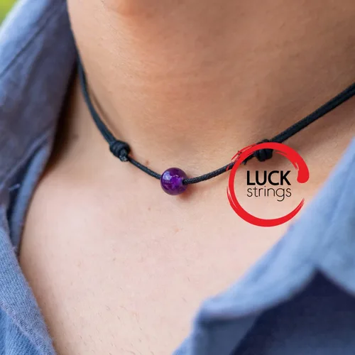 Vista 2 de Luck Strings Gargantilla de cuentas para hombres y mujeres, simple, minimalista, ligera y ajustable