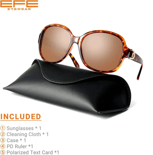 Vista 6 de EFE Gafas de sol polarizadas clásicas de gran tamaño para mujer, marco compuesto TR90, protección UV 400, gafas retro de moda