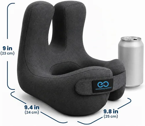 Vista 9 de Everlasting Comfort Almohada cervical mejorada para aviones - Reposacabezas de viaje de espuma viscoelástica para volar - Almohadas de viaje 2-Gris