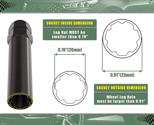Vista 9 de Llave de tuercas de 7 estrías Glorider con adaptador de gran tamaño para llave con 21mm y 22mm hexagonales Reemplazo 14x1.5 14x2 9/16 cerradura
