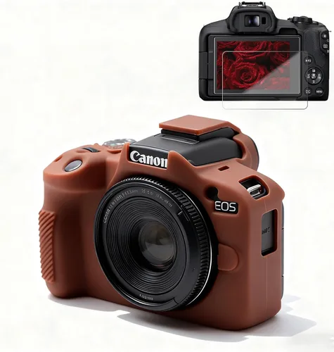 Vista 17 de Funda para cámara Canon EOS R50, funda protectora de silicona suave, antiarañazos, funda ajustada delgada con accesorios de protector de pantalla