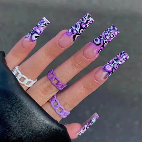 Vista 18 de Uñas postizas a presión de longitud media – 24 piezas de acrílico artificial reutilizables de cobertura completa para mujeres, diseño de corazón