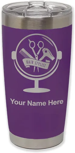 Vista 38 de LaserGram Taza de 20 onzas con aislamiento al vacío, para estilista de cabello, con grabado personalizado incluido (negro) Engraved Gift for Hair