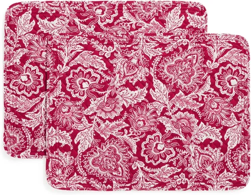 Vista 2 de Vera Bradley Juego de 2 manteles individuales reversibles de algodón Rojo Java - Algodón Reciclado