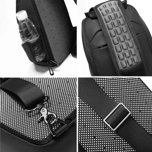 Vista 5 de Eurcool Bolsa de hombro para hombre, bolsa de mensajero pequeña, repelente al agua, bolsa cruzada para el pecho, para correr, senderismo, ciclismo