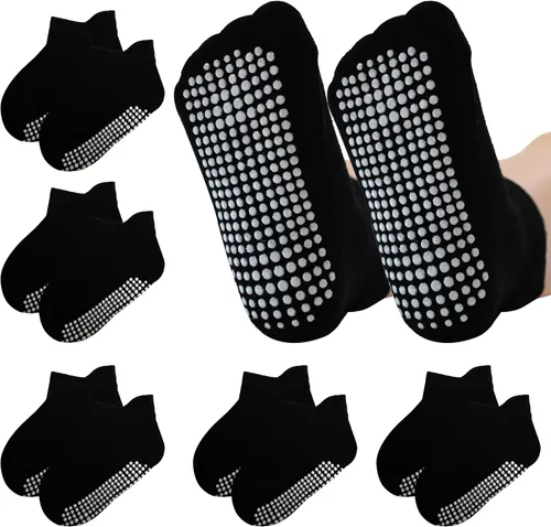 Vista 7 de 5 pares de calcetines antideslizantes con agarre para tobillos para bebés, niños y niñas, calcetines antideslizantes adhesivos para bebés, niños