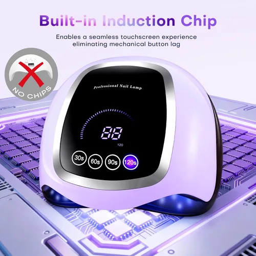 Vista 6 de Gugusure Lámpara de uñas LED UV, secador de uñas mejorado de 180 W para esmalte de gel con pantalla LCD, sensor automático y 4 ajustes