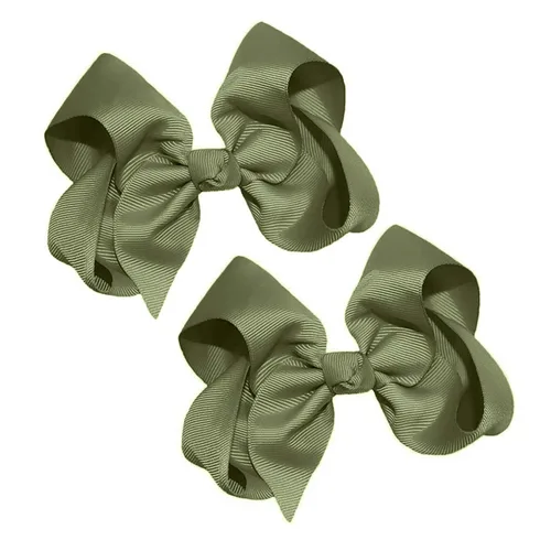 Vista 54 de Juego de dos lazos para el pelo de grogrén sólido de 4 pulgadas, pinzas de cocodrilo, color verde manzana Manzana Verde (Apple Green)