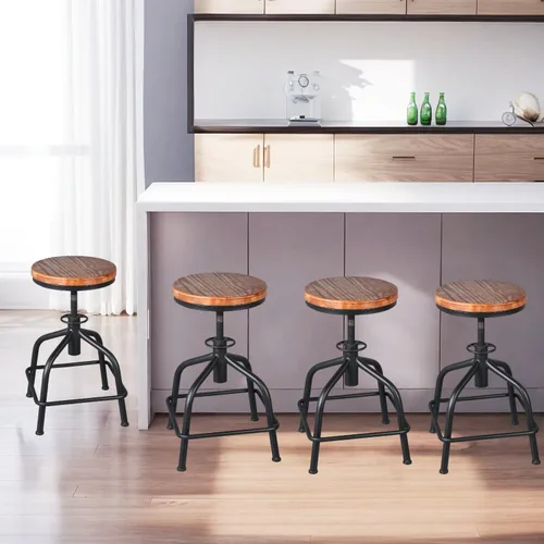 Vista 9 de Topower Taburete de cocina de granja, taburete de mostrador industrial, asiento redondo decorativo de cocina, taburetes de bar giratorios de altura