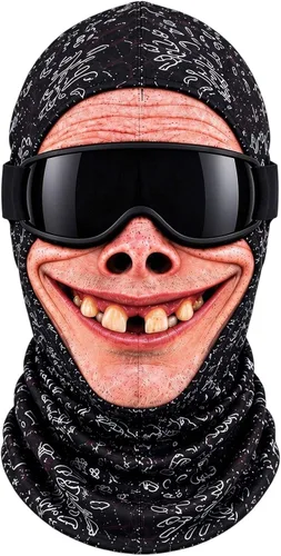 Vista 20 de Máscara de esquí de anciano, divertida y realista, con estampado 3D, para invierno, con cobertura del cuello, diseño envolvente, ajuste cómodo