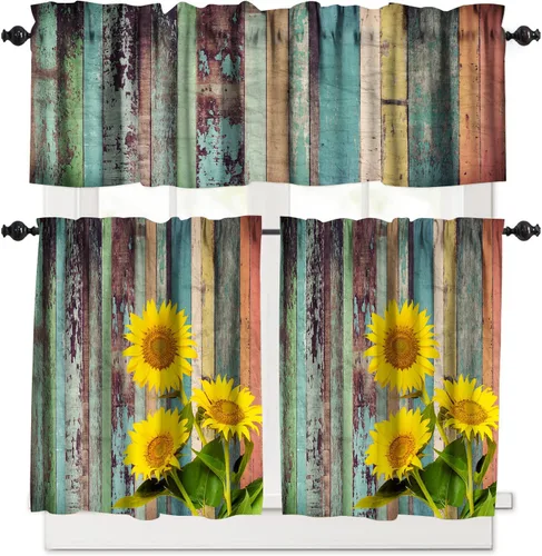 Vista 16 de Cenefas de cocina con estrellas de mar, cortinas de nivel para ventanas de cocina, cortinas de café con estrellas de mar, cortinas pequeñas