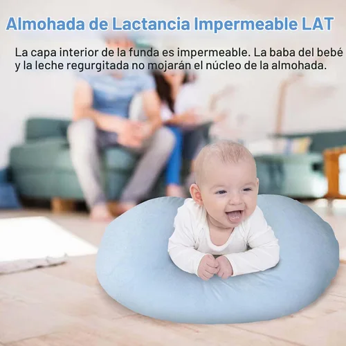 Vista 2 de LAT - Almohada de lactancia impermeable para lactancia, funda extraíble impermeable, almohadas ergonómicas para lactancia materna para bebés niños