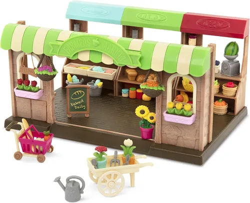 Vista 18 de Li'l Woodzeez Pass – the – Pasta Restaurant Playset – Juego de casa de muñecas de 41 piezas con mesa, bancos, comida y accesorios para juegos de rol