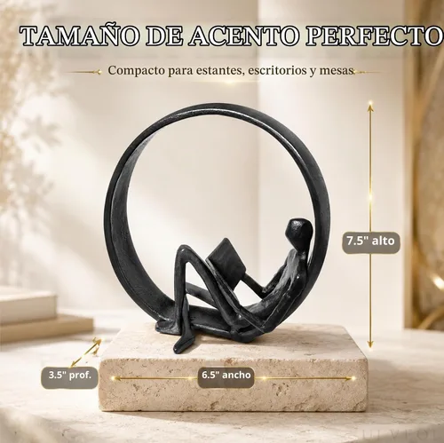Vista 2 de Esculturas de hierro fundido para escritorio, decoración de oficina, decoración de mesa para sala o dormitorio, objetos decorativos pequeños de Negro