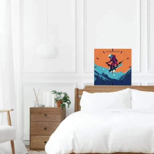 Vista 6 de Person Jumping On Snowboard Colorful Small Clock Small Clocks Battery Operated Silent Wall Clock for Bedroom Office Wall Clocks Battery Operated