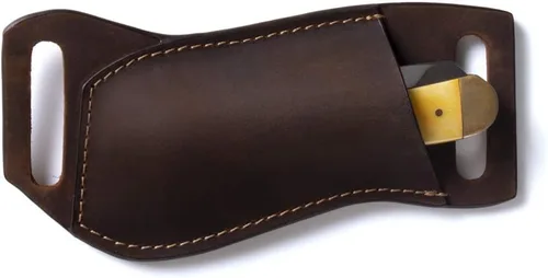 Vista 11 de Gentlestache Funda de cuero para cuchillo de bolsillo para cinturón, funda plegable para cuchillo, funda para cinturón EDC, color negro compacto