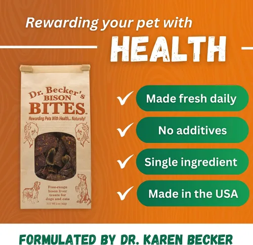 Vista 2 de Dr. Becker's Bites - Golosinas para perros de bisonte 5 onzas