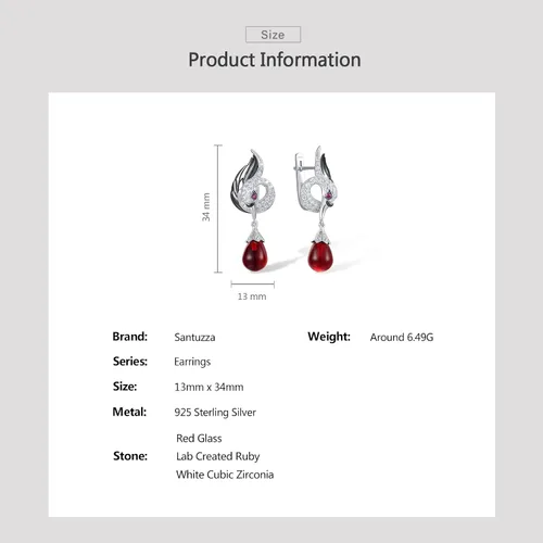 Vista 4 de Santuzza Pendientes colgantes de plata de ley 925 con cristales para mujer