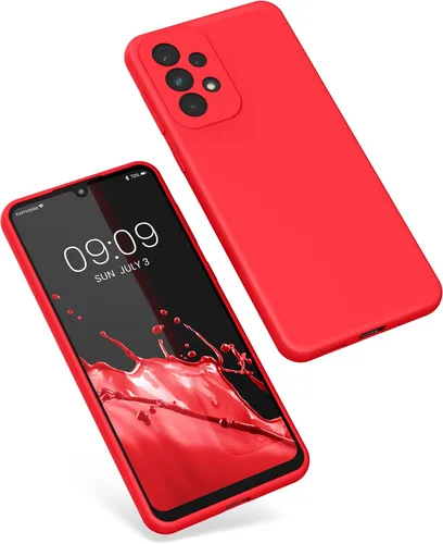 Vista 5 de kwmobile Funda compatible con Samsung Galaxy A32 5G - Funda de silicona TPU con acabado suave - Rosa impresionante