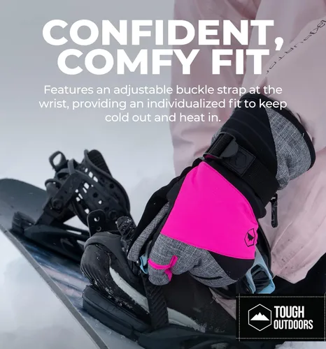 Vista 6 de Guantes de nieve y esquí para mujer, resistentes al agua y al viento, guantes de snowboard para esquí y snowboard, con carcasa de nailon