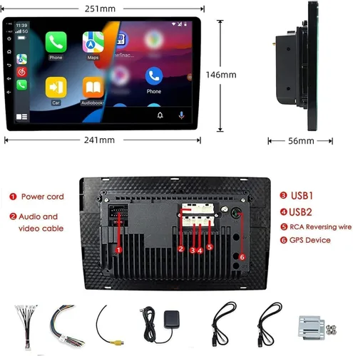 Vista 7 de Binize - 2 Din 10 pulgadas, estéreo radio para automóvil,Android 10, Bluetooth, Navegación, WiFi, Car Play, Android Auto, AM, FM, OBD