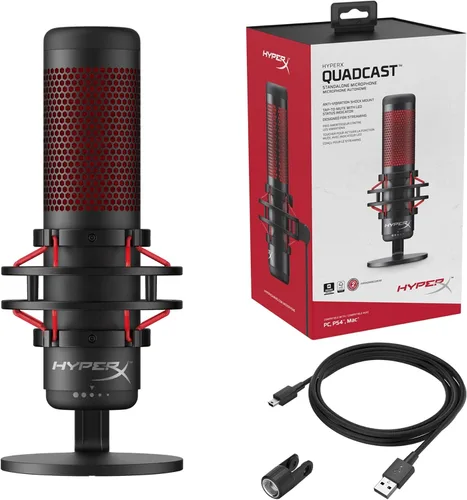 Vista 6 de HyperX QuadCast - Micrófono de condensador USB para PC PS4 y Mac renovado