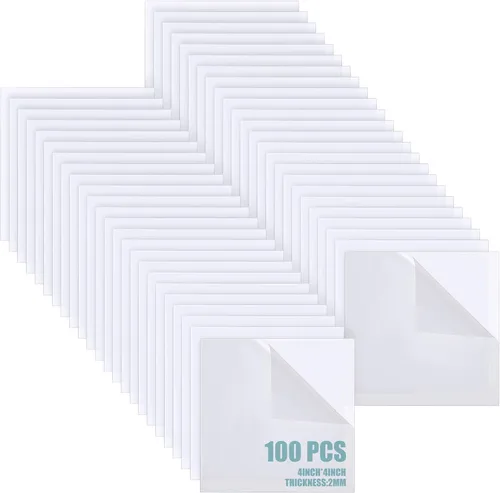 Vista 8 de Pangda 100 piezas de láminas cuadradas de acrílico fundido transparente de 4'' x 4'', hojas de plástico cuadradas, paneles transparentes con papel