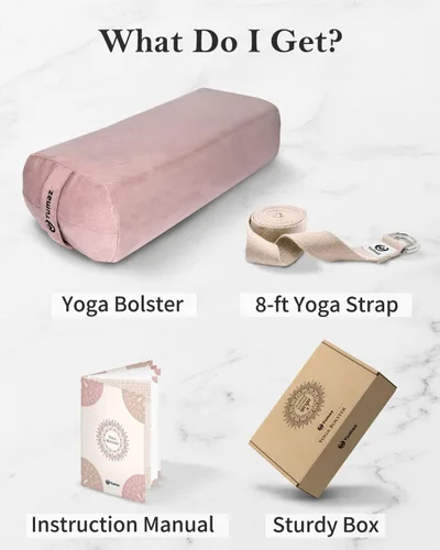 Vista 4 de Tumaz Yoga Bolster Set, Rectangular Yoga Bolster with Washable Cover Soft bolster for restorative yoga, meditation and stretching. Includes 8-ft