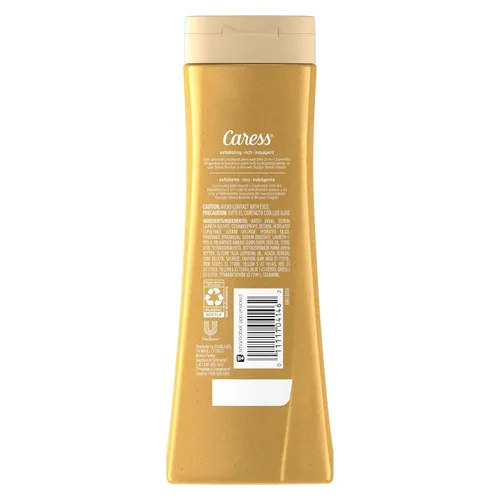 Vista 2 de Caress Gel de baño, manteca de karité y azúcar moreno, gel de baño hidratante para una piel hermosa y radiante, jabón líquido exfoliante corporal