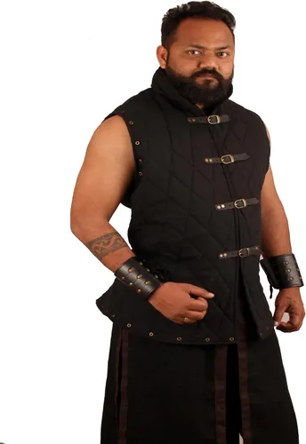 Vista 2 de THE MEDIEVALS Abrigo grueso acolchado sin mangas Aketon Jacket Armor Cotton Fabrics Dress SCA