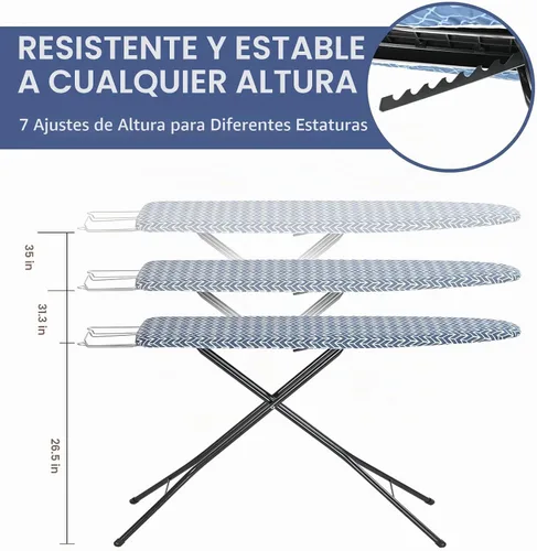 Vista 6 de APEXCHASER Tabla de planchar plegable tamaño matrimonial 43 x 13, altura Azul