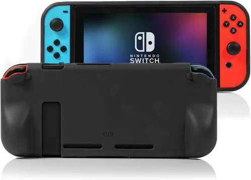 Vista 7 de Orzly Funda de agarre para Nintendo Switch - Cubierta trasera protectora para Nintendo Switch (modelo NO OLED) en modo de gamepad de mano