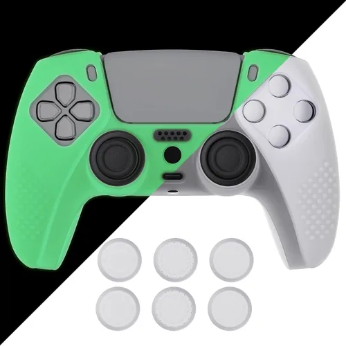 Vista 15 de eXtremeRate PlayVital Aqua Green 3D Studded Edition Anti-Slip Silicone Cover Skin for ps5 Controller, Soft Rubber Case for PS5 Wireless Controller