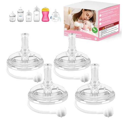 Vista 8 de Tetina para sorber compatible con biberones naturales Philips Avent, tetina de copa con pajita, tetina suave 100% de silicona, flujo variable, sin