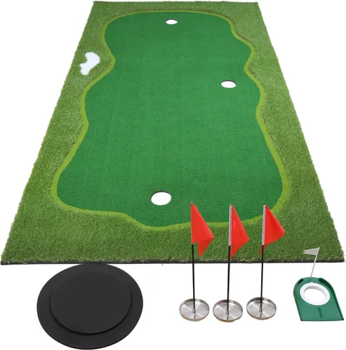 Vista 12 de Chriiena Alfombrilla de Golf para Practica, Alfombrilla de Golf Verde Grande, Alfombrilla Profesional de Entrenamiento de Golf