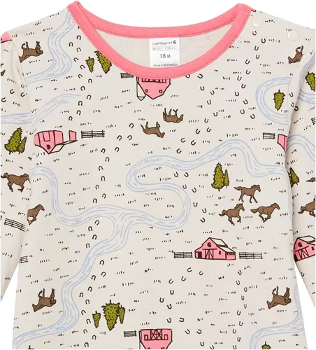 Vista 3 de Carhartt Baby-girls - Conjunto de 3 piezas de body de manga larga, overoles y babero de comida