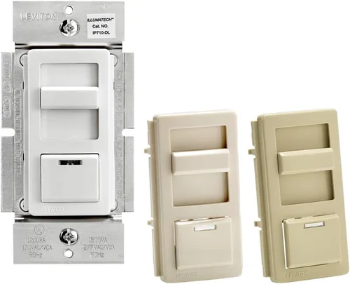 Vista 2 de Leviton IllumaTech - Interruptor de atenuación para LED de 0 a 10 V, balastos fluorescentes Mark 7, IP710-DLZ, blanco e IllumaTech interruptor