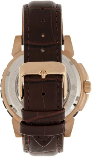 Vista 2 de Reign Philippe Reloj automático con esfera de esqueleto y correa de cuero, negro, REIRN4606, Marrón