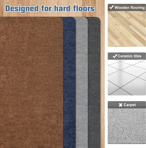 Vista 4 de Tapete de pana para suelo de madera dura, 55 x 35 pulgadas, tapete para silla de oficina, silla de escritorio, silla rodante, respaldo Pana Gris